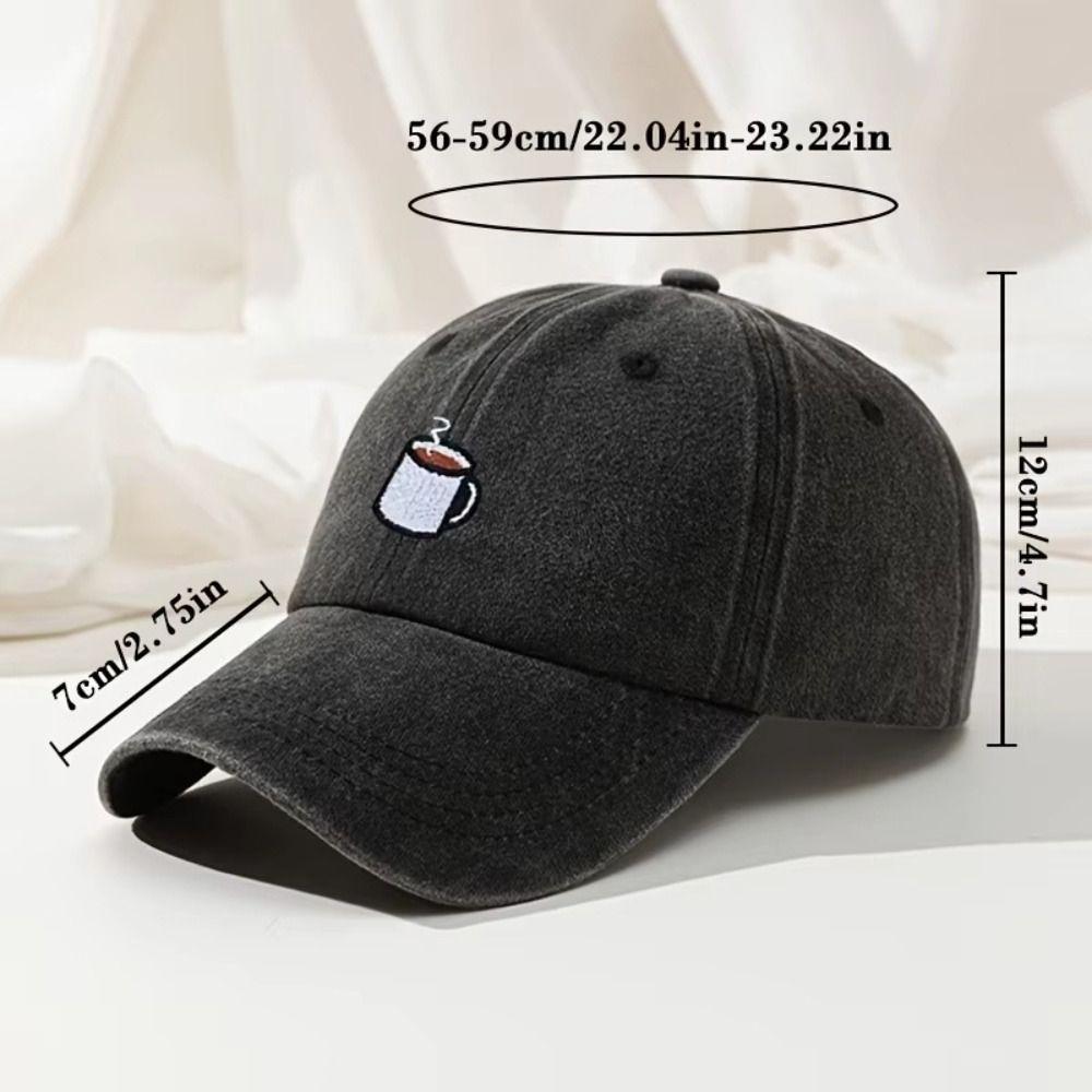 Embroidered Coffee Cup Baseball Cap Hip Hop Sun Hat Retro Distressed Baseball Cap  Unisex