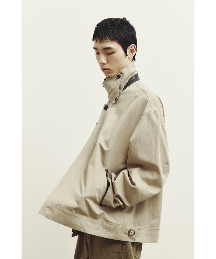 Youth Leather Trim Cotton Jacket - Beige