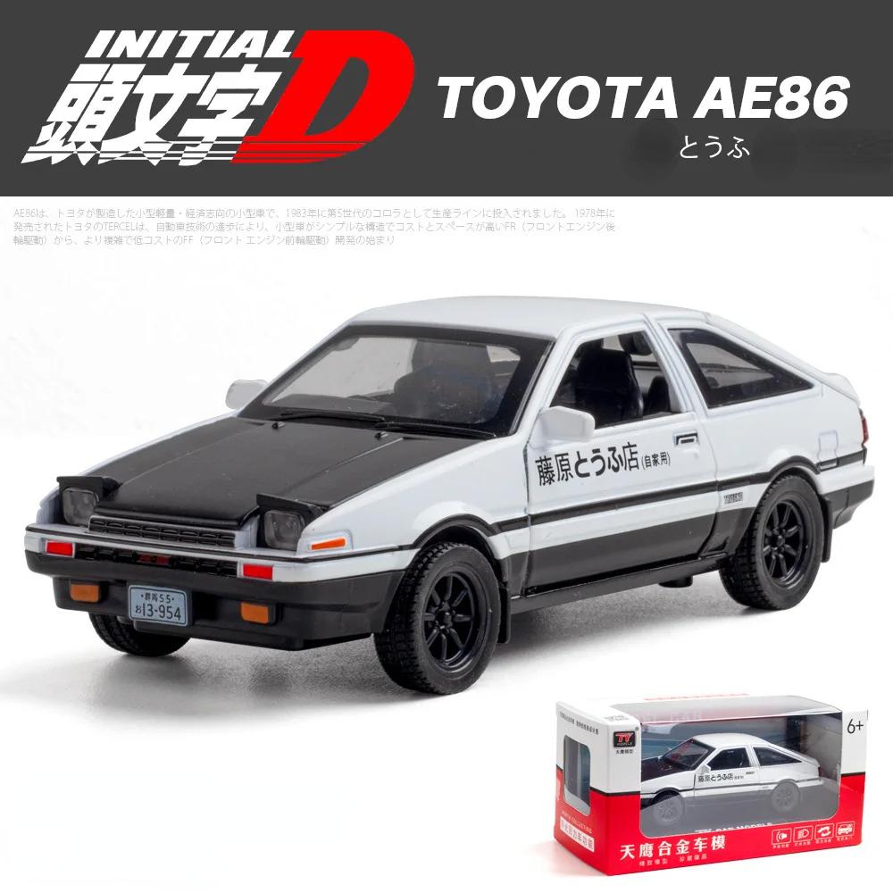 1/32 Toyota  AE86 Toy Car Diecast Miniature Model Pull Back Sound Light Doors Openable Educational Collection Gift Kids A151