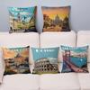 Ретро Городское Здание Америка Белый Дом Декоративный Эстетика Комнаты Чехол Домашний Декор Спальня Диван-Кровать Диван Подушка Чехол 45x45