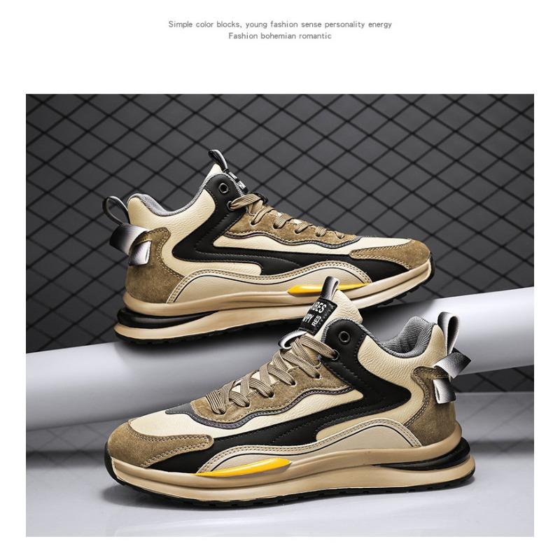 Mens Breathable Waterproof Leather Surface Casual Sports Fashion Versatile Dad Sneakers