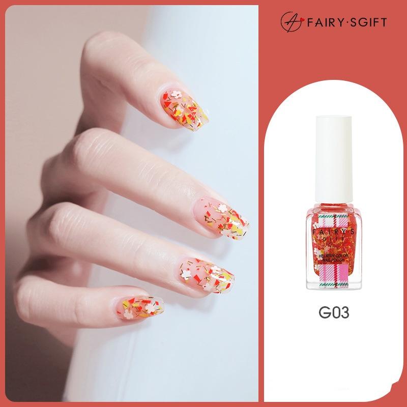 Лак для ногтей Не требует выпекания Стойкий Не отслаивающийся Быстросохнущий Телесного цвета Блестки Лак для ногтей