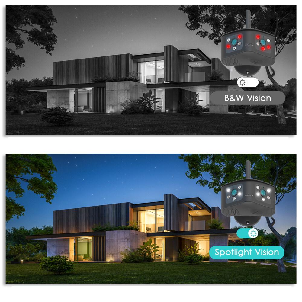 AIOOK Уличная камера видеонаблюдения, высокое разрешение, 8 МП, широкоугольная камера 180°, Wi-Fi, ночное видение, водонепроницаемая IP-камера, двусторонняя аудиосвязь, интеллектуальный PIR