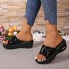 2024 New Fashion Summer Solid Color Versatile Women's Slippers Sequin Open Toe Wedge Women's Shoes Comfortable To Wear Out