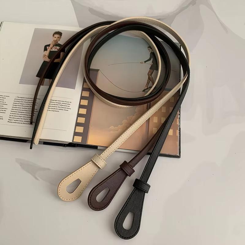 Новый простой завязанный тонкий ремень для женщин, однотонный пояс из искусственной кожи, длинные узкие регулируемые декоративные ремни