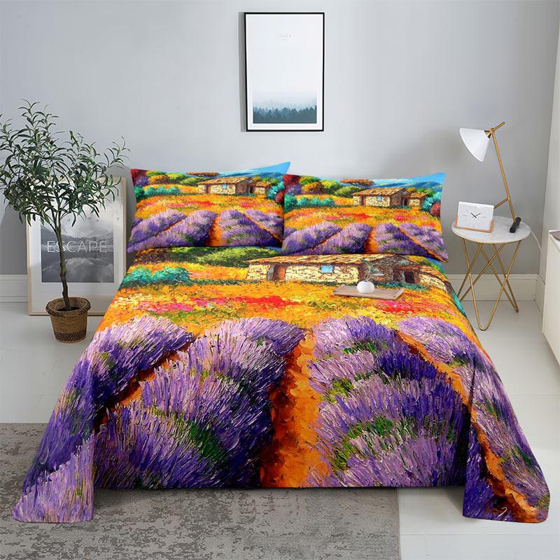 Purple Beding Set Flowers Soft Duvet Cover Comfortable Quilt Cover 3D Warm Comforter Lavender Buterfly Double Ful King Quen Twin Single
