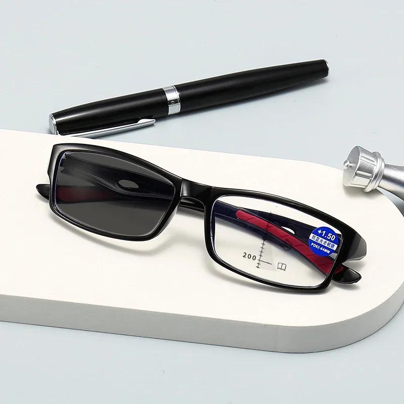 Progressive Multifocal Reading Glasses 3 In 1 Photochromic Outdoor Bifocal Sunglasses TR90 Sports Anti Blue Near Far Eyeglasses