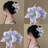 Bohemia Barrettes Lilium Flower Hair Claw Ponytail Clip Large Shark Clip Personality Lily Shape Trend Vacation Jewelry Gift