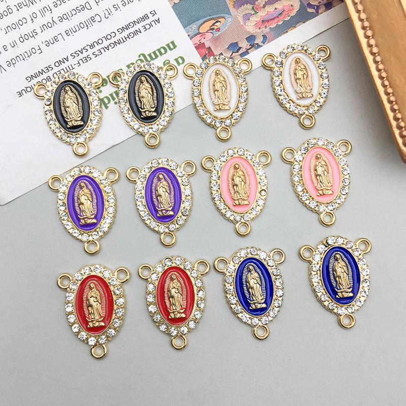 Gold Alloy Three-Hole White Rhinestone Pendant Charm for DIY Jewelry Accessories