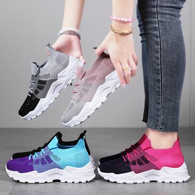 Женские стильные сетчатые спортивные кроссовки, повседневные цветные кроссовки на низкой платформе, дышащие, легкие, удобные, для улицы, больших размеров