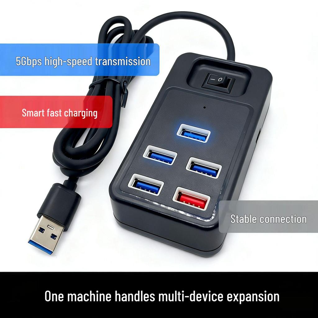 5-портовый USB 3.0 высокоскоростной концентратор с функцией быстрой зарядки и интерфейсом питания