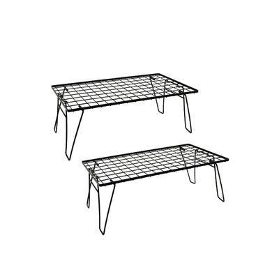 HIBARI Field Rack Camping Rack Set of 2 Matte Black Camping Storage Compact Outdoor Wagon Outdoor Table Folding Table Low Chair Outdoor Camping Table