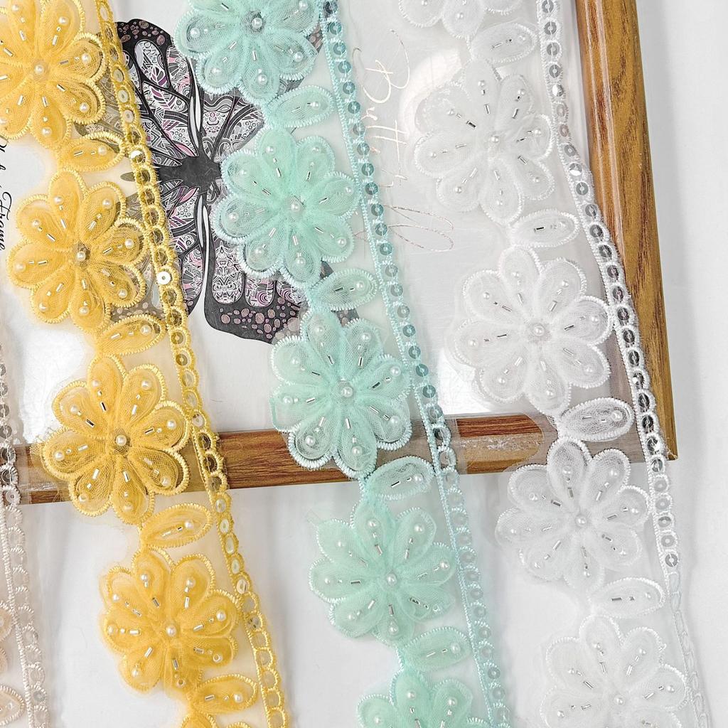 7 см Многоцветная дрель для ногтей Трехмерный цветок Блестки Декоративная одежда Юбка Манжеты Этнический стиль Аксессуары Кружево