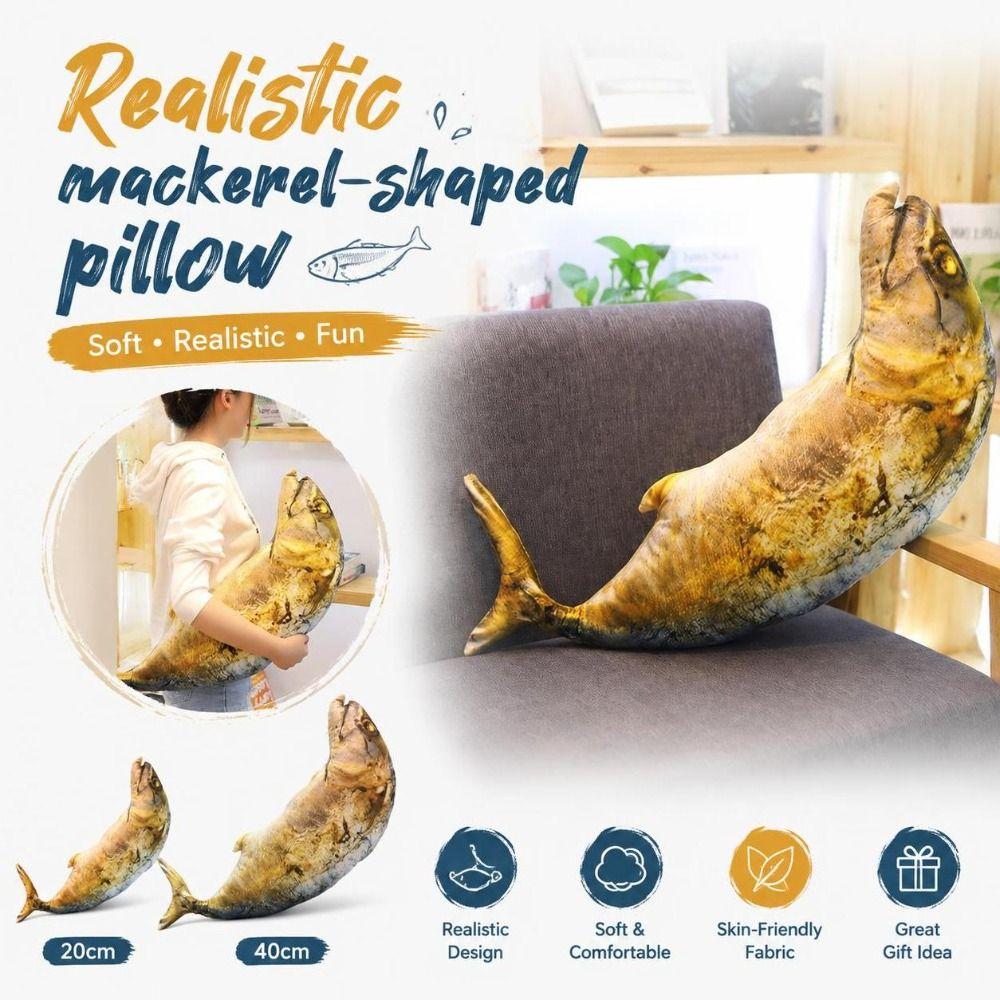 Realistic Mackerel Plush Pillow Soft Stuffed Fish Plush Toy  Birthday Parties