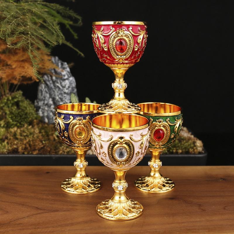 Classic European High-end Metal Small Wine Cup One Creative Household Vintage Wine Glass