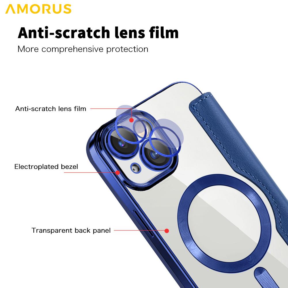 Чехол для iPhone 15, совместимый с MagSafe, с блокирующим RFID держателем для карт, кожаный чехол для телефона