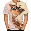 Summer Funny Men T-shirt Tops 3d Print Giraffe Animal Tees O-neck Oversized Shirts Boys Clothing Casual Streetwear Short Sleeve
