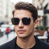 Fashionable Metal Square-rimmed Sunglasses With Uv Protection Feature, Designed In A Street Style 5031