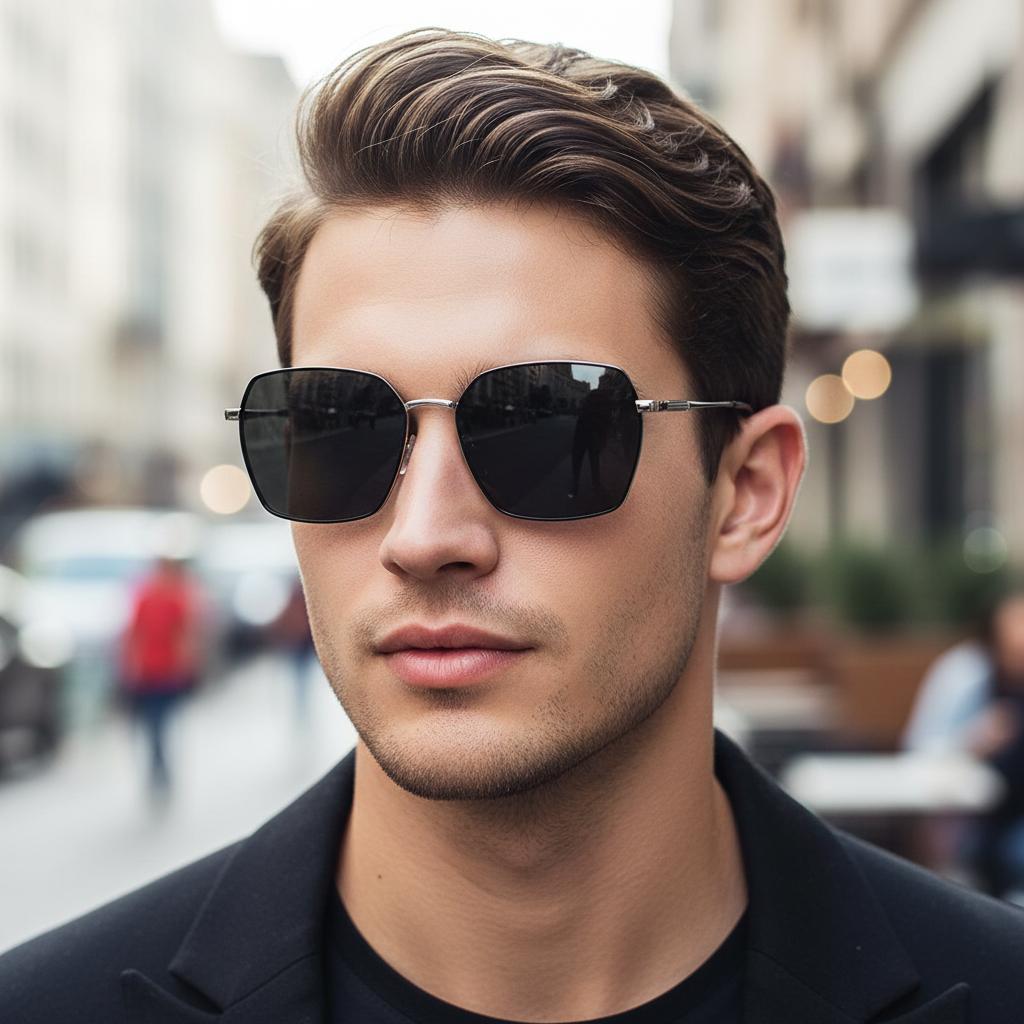 Fashionable Metal Square-rimmed Sunglasses With Uv Protection Feature, Designed In A Street Style 5031