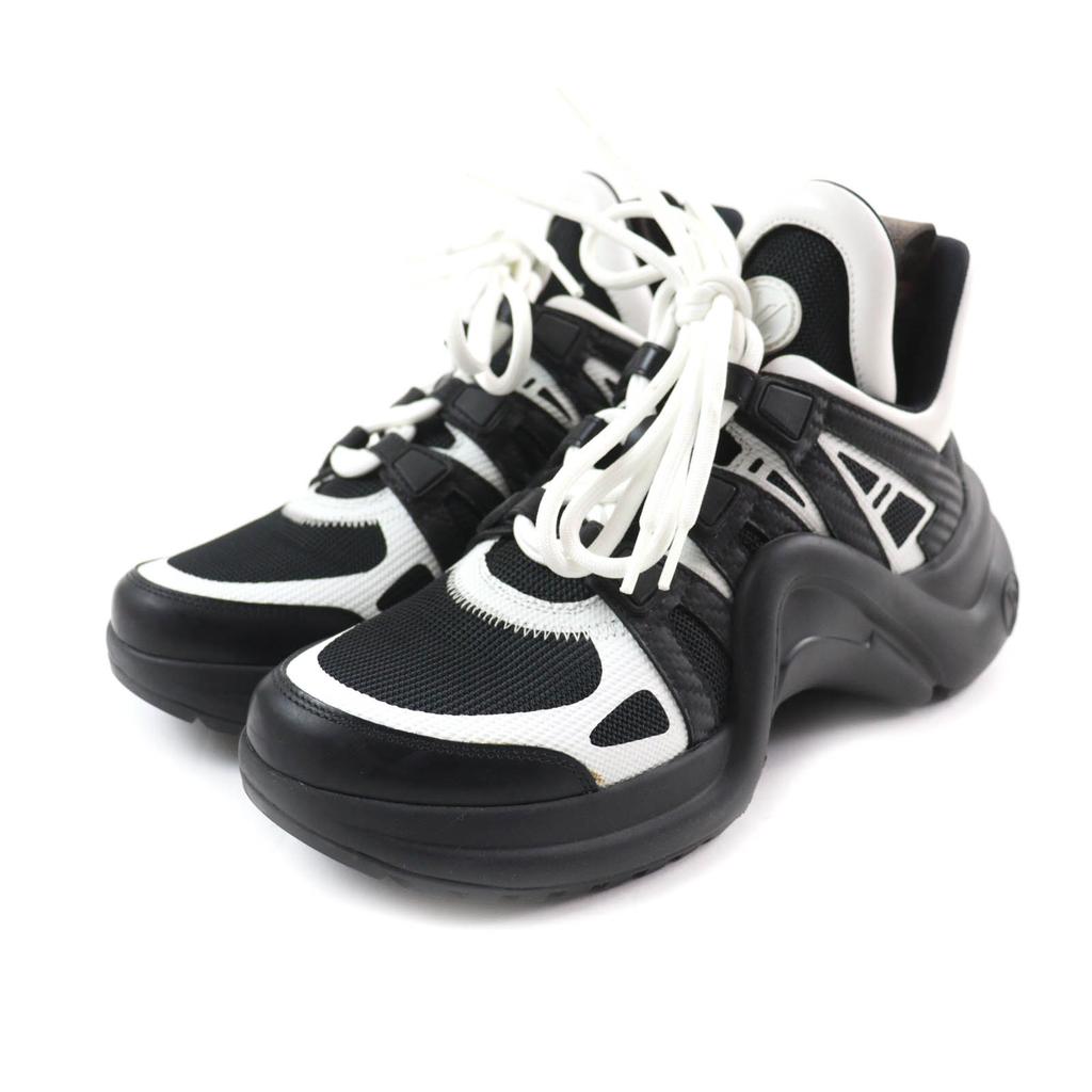 Great LOUIS VUITTON High cut sneakers Black White Women 35.5 Used