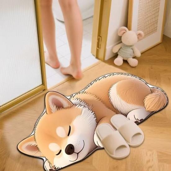 Floor Mat 3D Cartoon Cat Pattern Rug Non-Slip Backing Easy Maintenance Living Room Rug