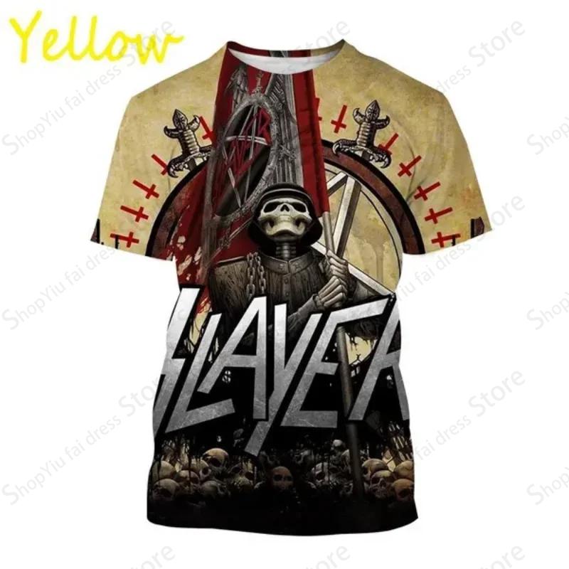 Футболка с графическим принтом для мужчин и женщин Rock Band Slayer, футболка с 3D-принтом, модная футболка с коротким рукавом для детей, топы в стиле хип-хоп, футболки Heavy Metal