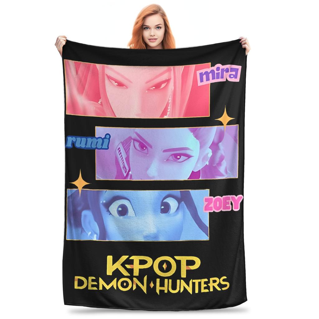 Одеяло Saja Boys Huntrix Kpop Охотники на демонов Фланелевое Потрясающее Теплое Плед для Постельного Белья Гостиной Зимы
