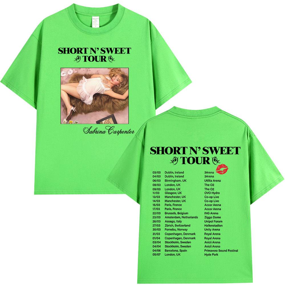 Сабрина Карпентер Short N Sweet Tour 2025 Футболка Подарок для фанатов Унисекс Женская одежда Харадзюку Эстетичные Футболки Хлопковая Свободная Футболка