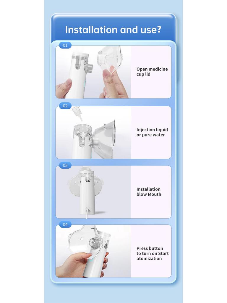 Portable Ultrasonic Micro-Mesh Nebulizer for Children - Silent, Handheld, Bilateral Design