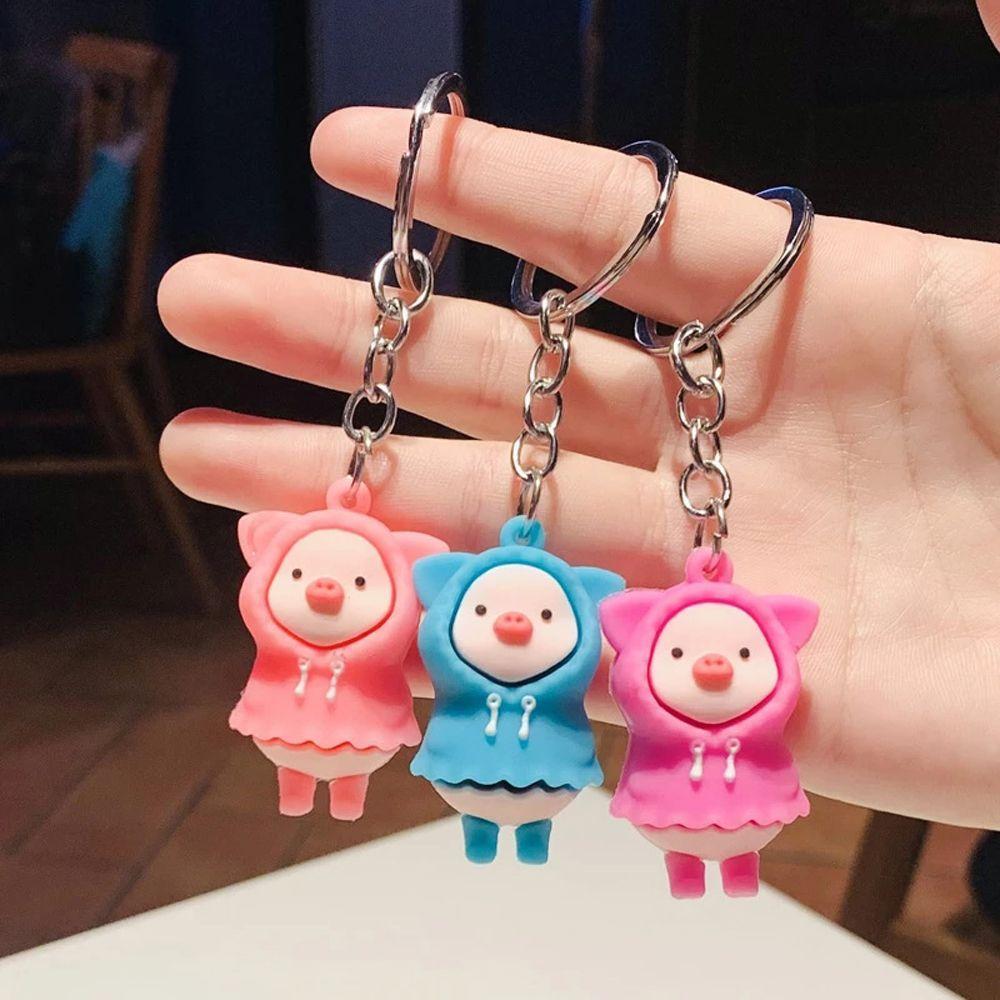 Подвеска в виде мультяшной свиньи, сумка-шарм, свинья, брелок в виде молочной свиньи, брелки для ключей, брелок в виде свиньи в виде дождевика