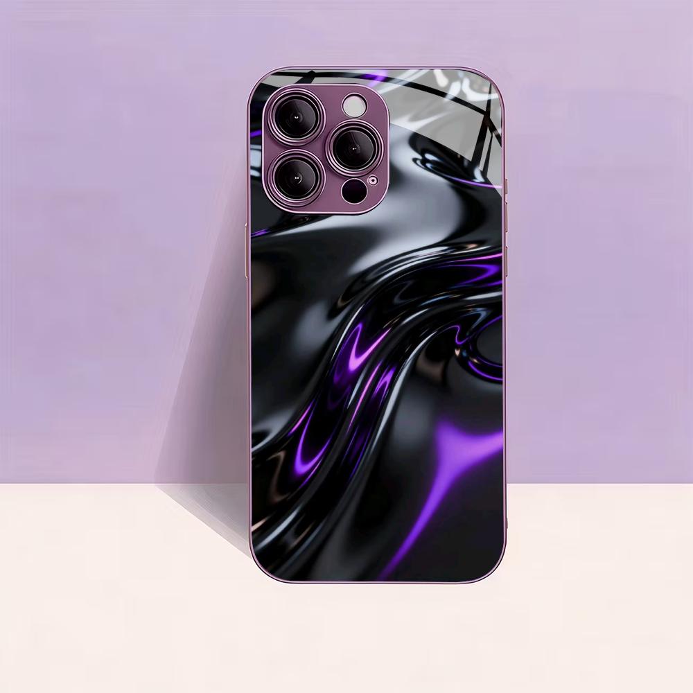 Черно-фиолетовый жидкий вихрь для чехла iphone Модный для coque iphone Чехол fundas Стекло для iPhone 17 16 15 14 13 12 pm Pro Plus