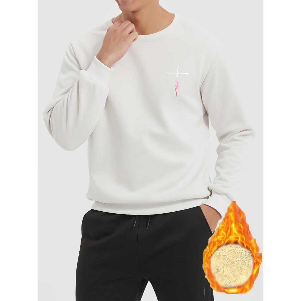 Long Sleeve T-Shirt Men's Spring and Autumn Crew Neck Lamb Fleece Autumn Casual Loose Premium Crew Neck Sweater