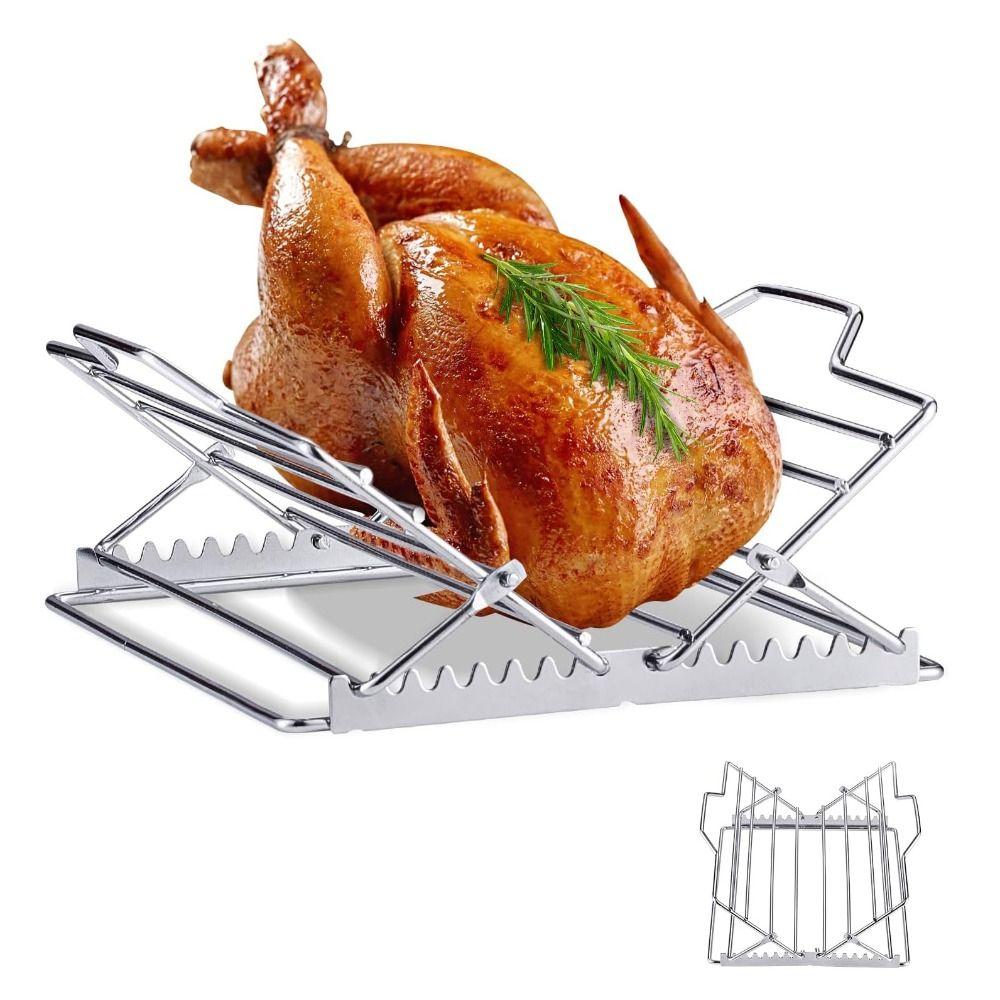 Adjustable Roasting Rack Non-Stick Turkey Chicken Rack Premium Foldable Oven Rack Dishwasher