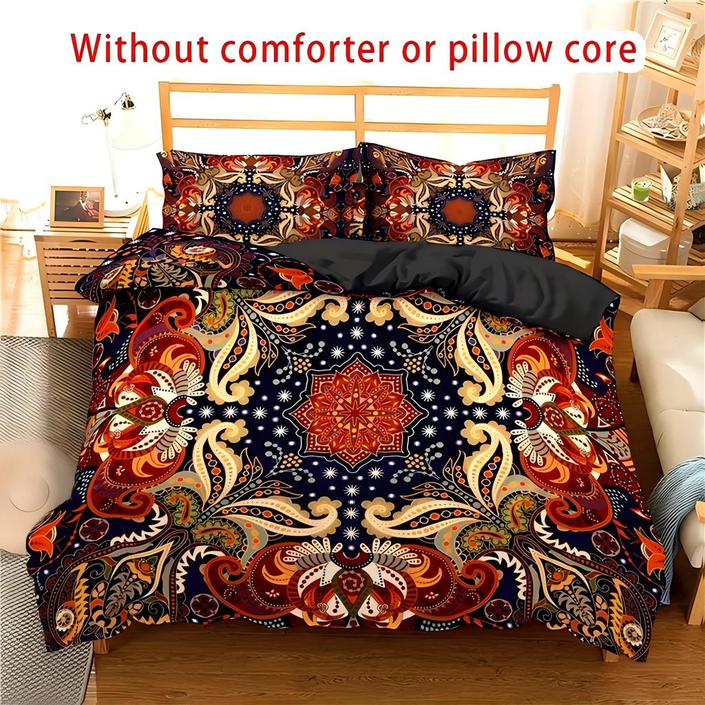 Gold Mandala Flowers 3D Print Duvet Cover Set Bohemian Style Double For Adults Queen King Size Bedding Set With Pillowcase