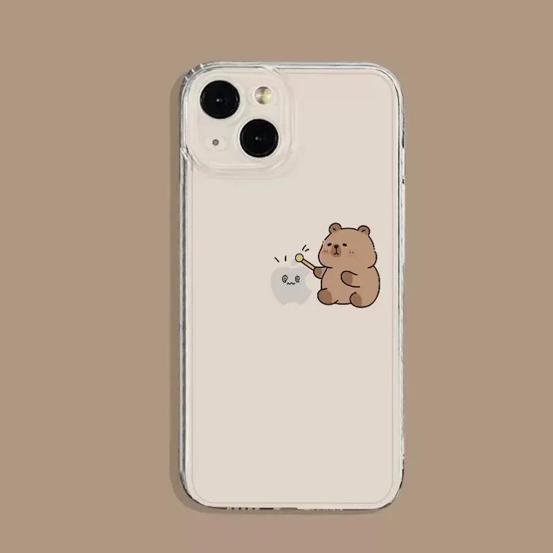 Забавный Милый Капибара Прозрачный Чехол Для Телефона Для iPhone 15 16 14 13 11 12 Pro XS Max 13Mini XR X SE 7 8 15 Plus Прозрачный Чехол Fundas