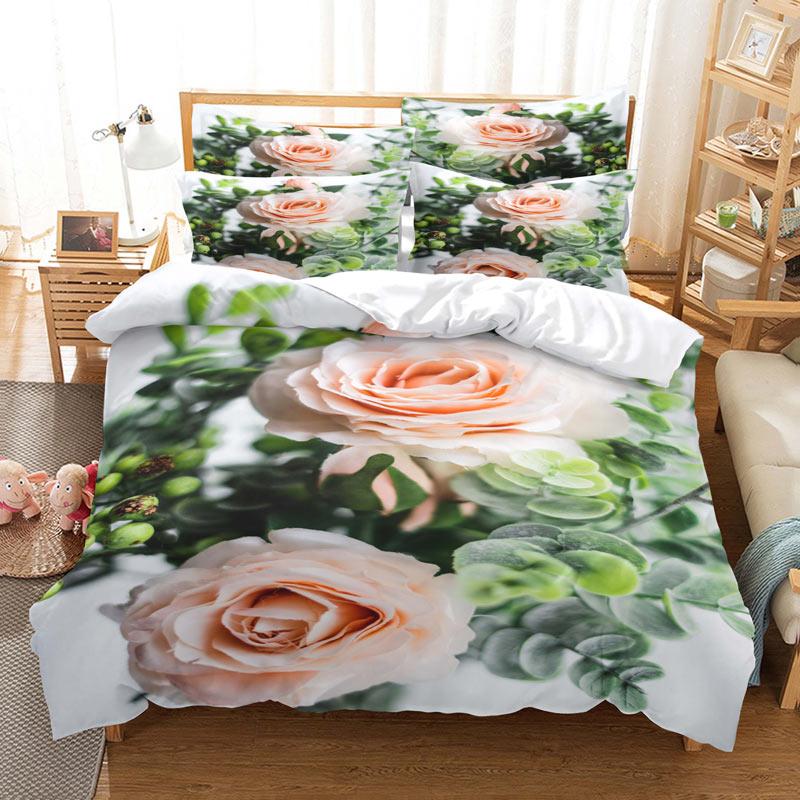 Комплект постельного белья Pink Rose, романтический подарок на День святого Валентина, комплект постельного белья Queen King Size, полиэстеровое одеяло