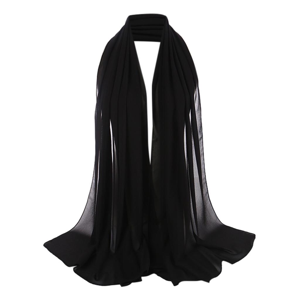 Женские шарфы, однотонный платок на голову, жемчужный хиджаб, легкий модный шарф для волос 