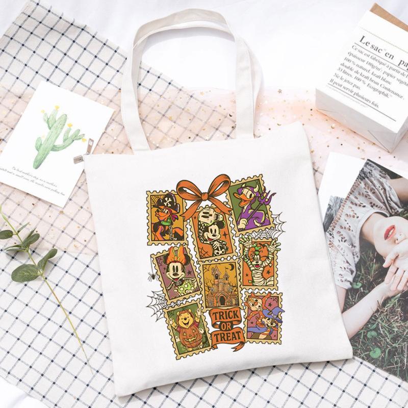 Halloween Printed Shoulder Bag Female Large Capacity Student Canvas Bag Tutoring Shopping Bag