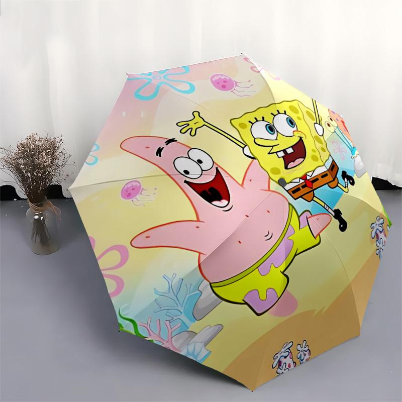 1pc SpongeBob, Patrick Star Automatic Umbrella | Portable Foldable 8-Rib Manual Open, Cute Halloween & Christmas Gift for Outdoor, Casual Accessory, D