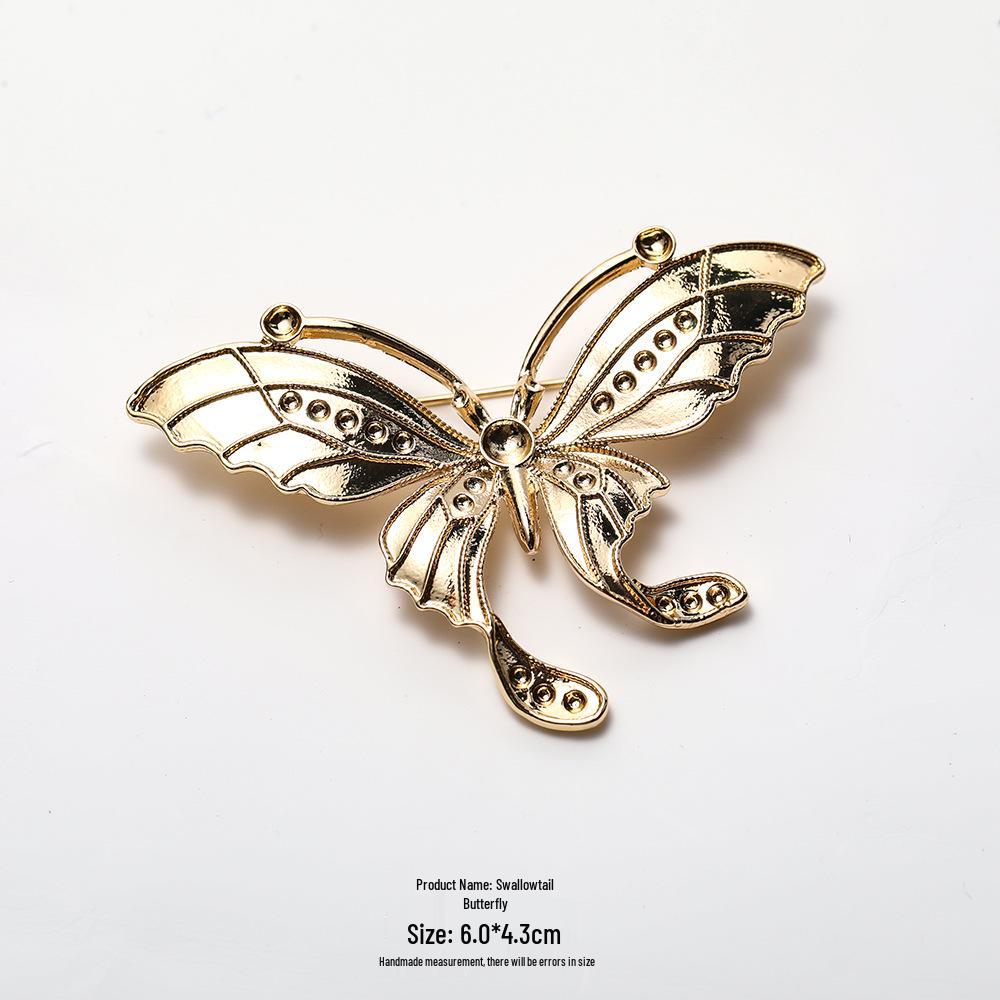 Handmade Mother-of-Pearl Butterfly Lace Hairpin with Alloy Base - DIY Cultural Heritage Decor