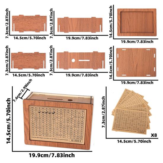 Деревянная копилка с 8 наклейками с целевыми числами евро доллары копилка для монет денежный контейнер для детей и взрослых накопительный кейс банка