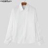 Men Spring Lapel Neck Ruffled Long Sleeve Texture Buttons Casual Shirts