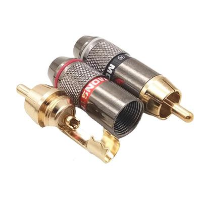 Позолоченный медный RCA аудио штекер, самоблокирующийся, 6.0 мм