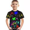 Summer Round Neck 3D Game Console Printed Top Fashionable Casual Short Sleeved Children's Boy T-shirts