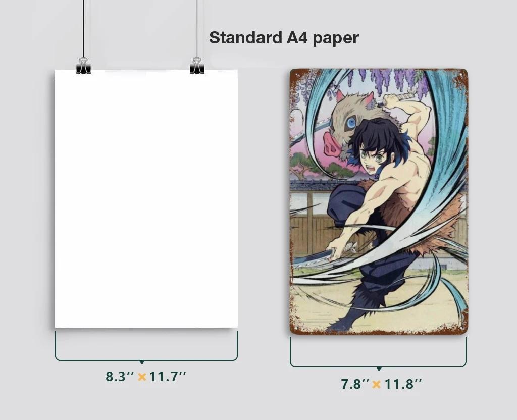 Classic Pop Anime Demon Slayer Kyojuro Rengoku Art Poster Metal Tin Sign Plaque Wall Plates for Living Room Modern Home Decor