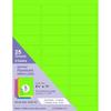 Assorted Fluorescent Address Labels | 5 Colors - Green, Orange, Blue, Yellow and Pink | 5 Sheets of Each Color | 1" x 2-5/8" - 30 Per Page, from