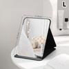 Desktop Makeup Mirror Solid Color Pu Leather Simple Portable Handheld Black Mirror Foldable Student Compact Cute Pocket Mirror