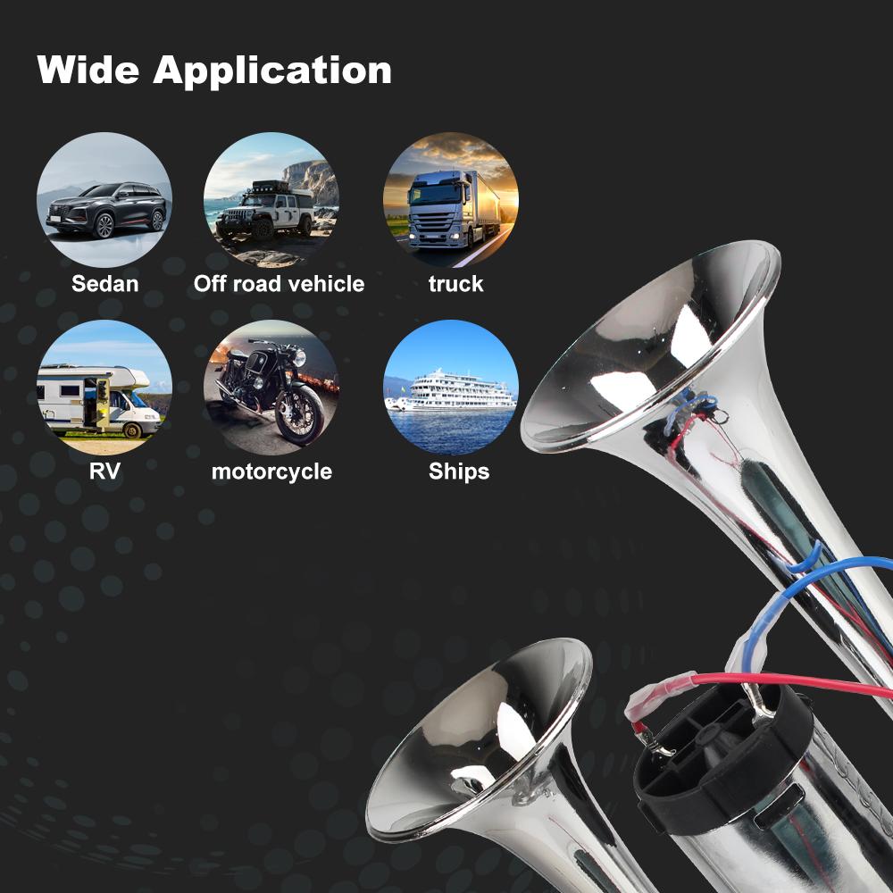 With Air Compressor and Relay Super Loud Hooter Car Electric Horn Modification For Motorcycle Boat Truck 12V Dual Trumpets 600dB