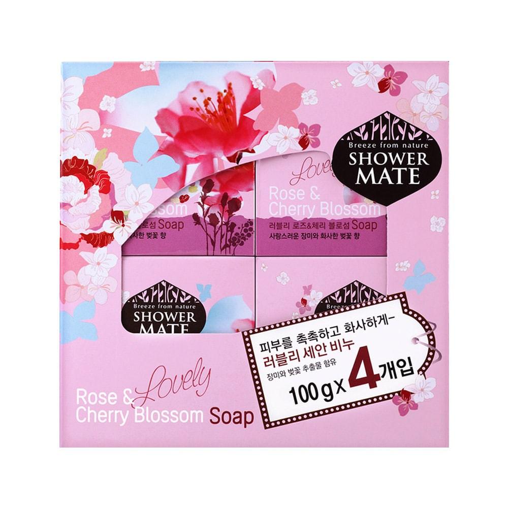 Shower Mate Мыло для умывания Лилия и Вишневый цвет, 100 г, 24 штуки