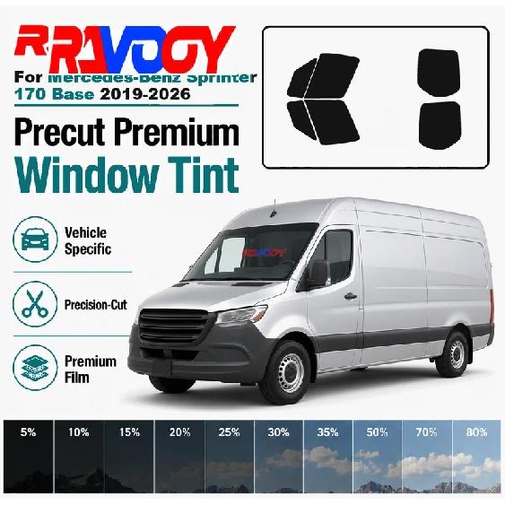 For Mercedes-Benz Sprinter 170 Base -2026 RAVOOY Precut Window Tint Film Vehicle-Specific Full Kit Front & Rear Windows
